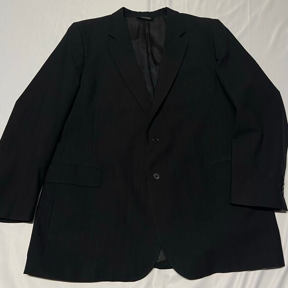 Jos A Bank Blazer Suit Jacket Sport Coat 100% Wool 52L Black Pin Stripe EUC - Picture 2 of 11